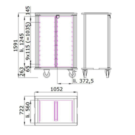 Tablett-Transportwagen TTW/M 2/20 L-EN-115 H 1592 mm | 2 Flügeltüren Produktbild 1 S